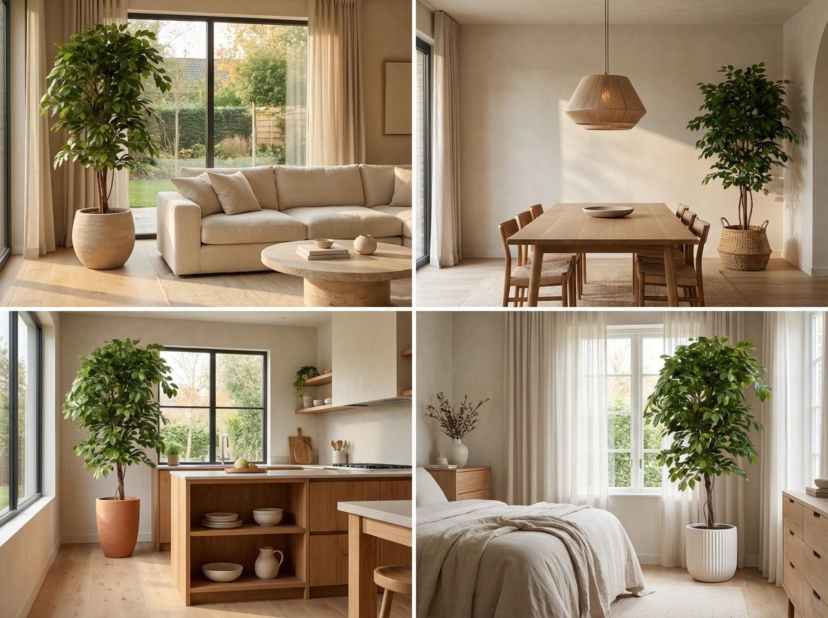 Ficus Deluxe Vine Kunstboom, groene bladeren