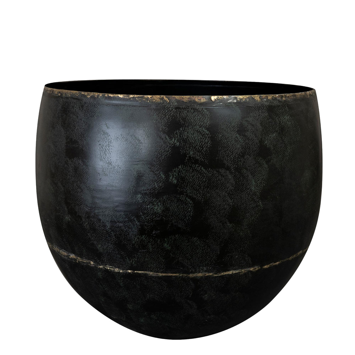 Pot Belia vintage black, zwart, maat XL, H33 x B38 cm, groene bladeren