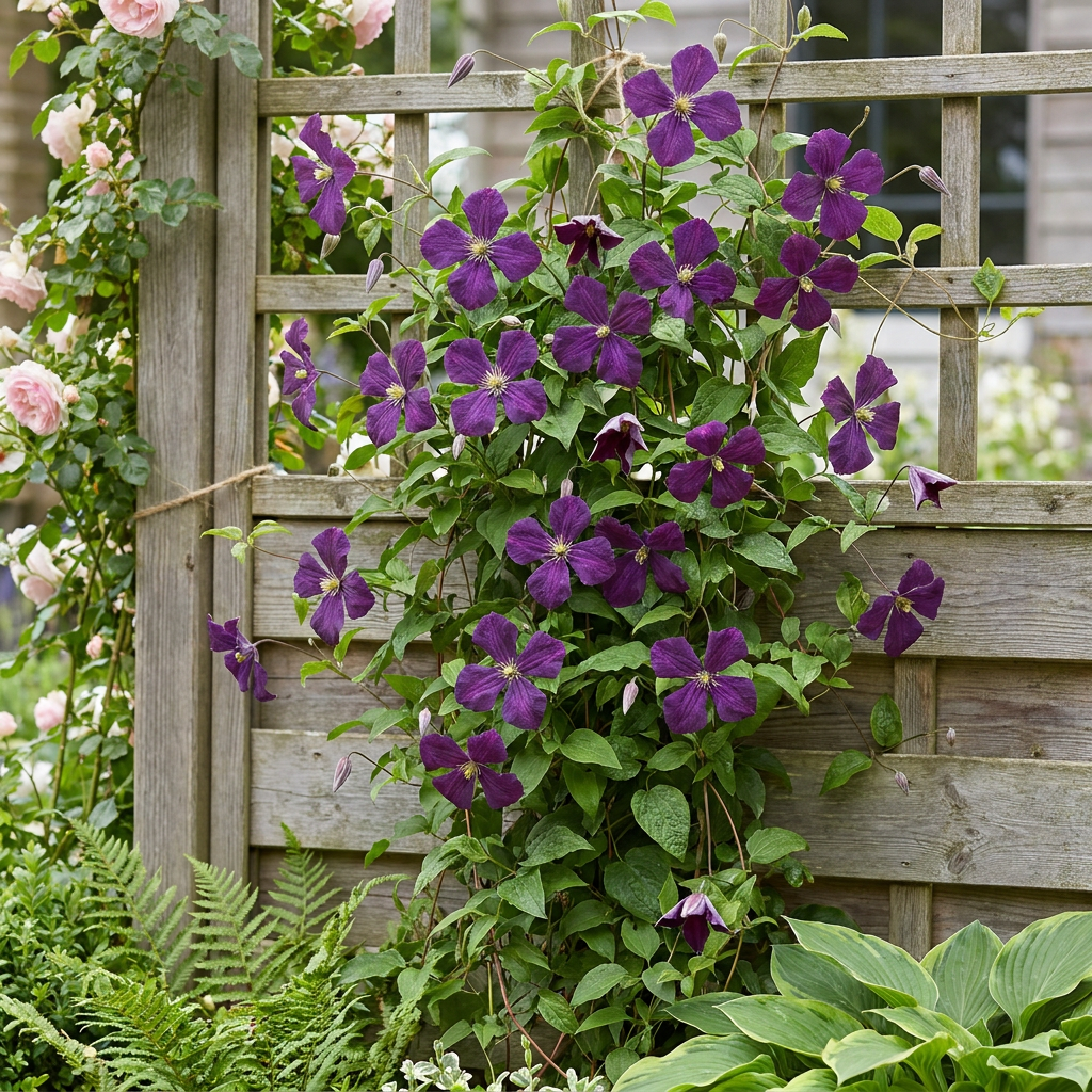 Clematis 'Polish Spirit' - paarse bosrank, groeiwijze van de plant