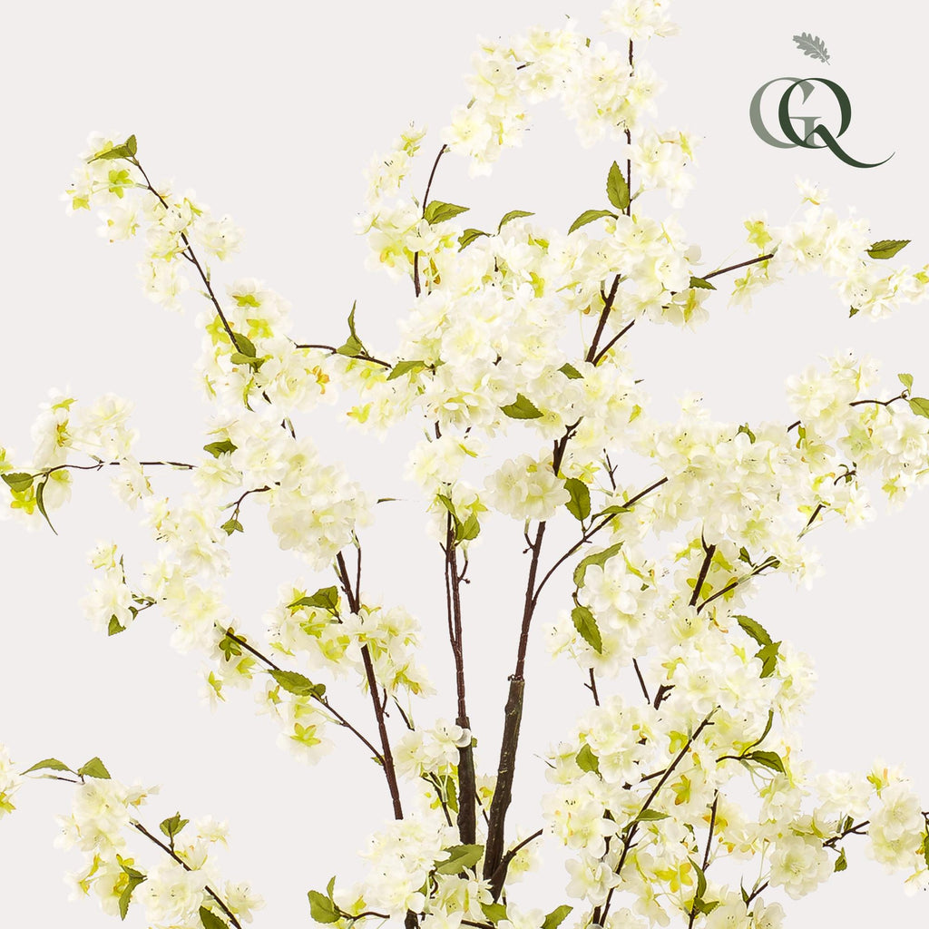 Kunstplant - Prunus - Kersenbloesem - Wit, detail van het blad