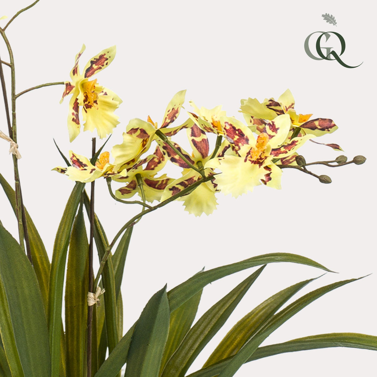 Kunstplant - Orchidee - Geel, detail van het blad