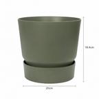 Elho Greenville ronde pot, mat leaf green, Ø20 cm, detail van het blad