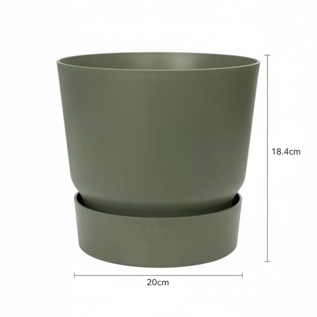 Elho Greenville ronde pot, mat leaf green, Ø20 cm, detail van het blad
