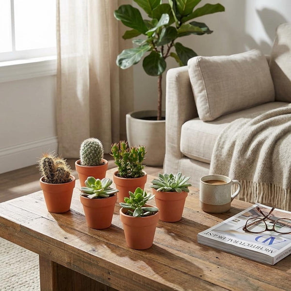 Mini cactus en succulenten mix met terracotta potjes