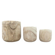 Pia pot van lichtbruin hout, set van 3