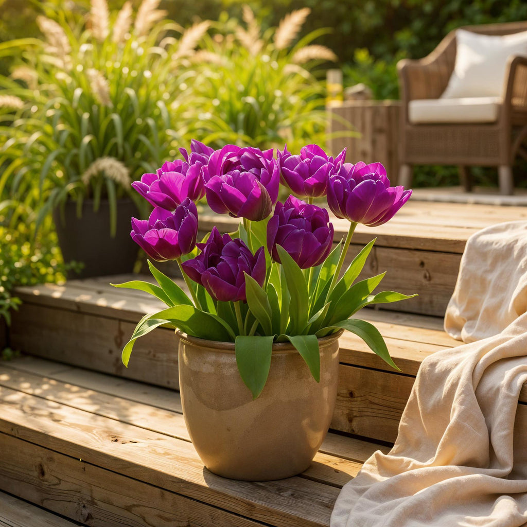 Tulp Double Lilac, plant in pot