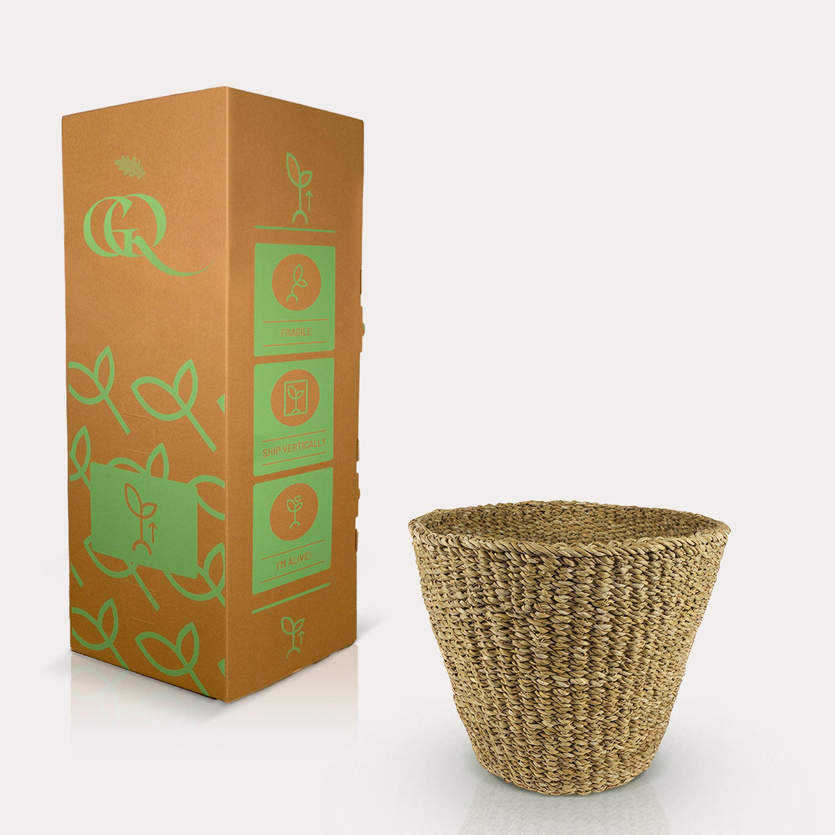 Mand - Lichtbruin - Jip naturel - XL, groene bladeren