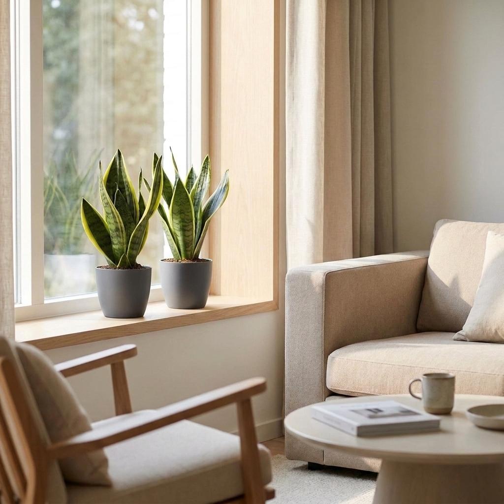 Vrouwentong Sansevieria 'Future Superb', grijze pot, kenmerkend blad