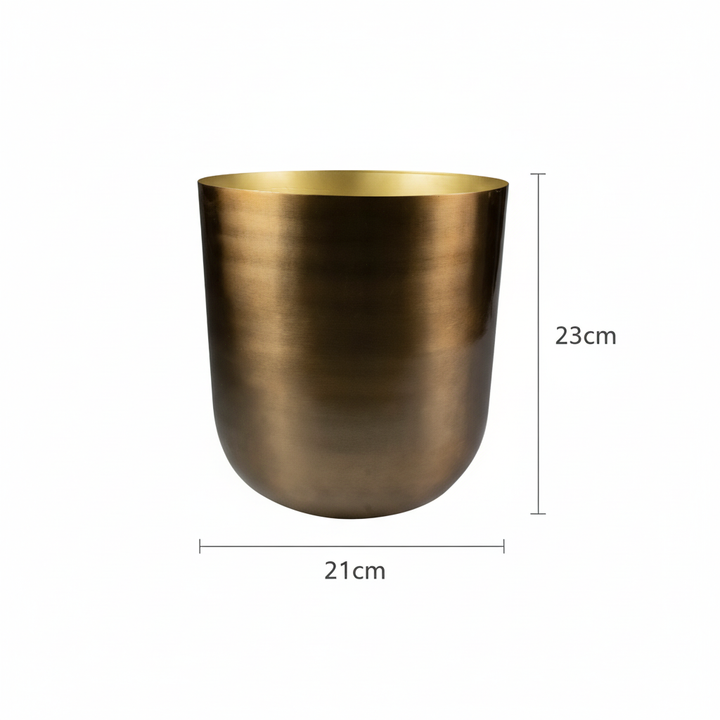 Pot Mayk Gold, bronskleurige sierpot met gouden binnenrand