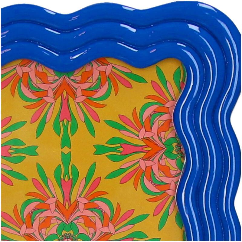 Fotolijst met gebogen ontwerp, polyresin, blauw, groene bladeren