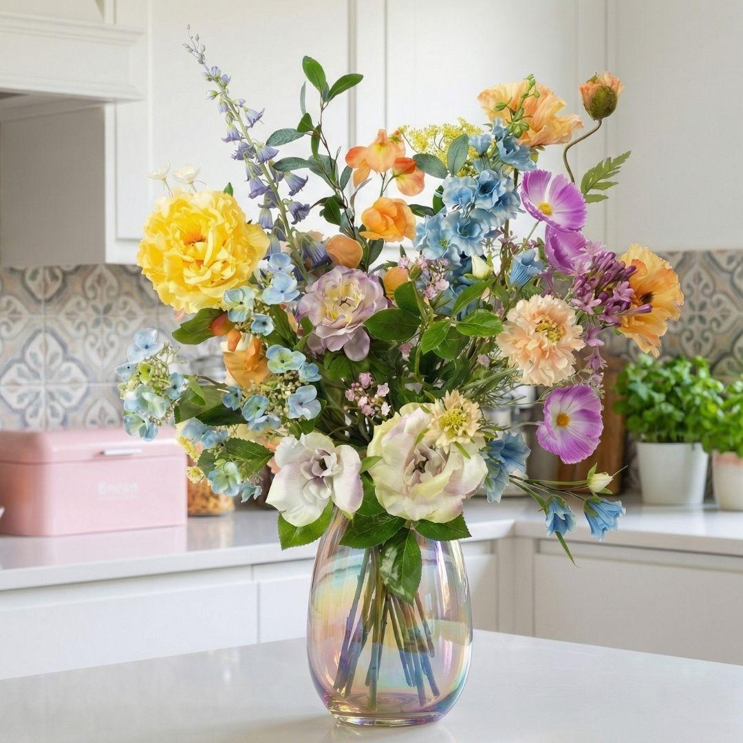 Kunstbloemen boeket Soft Spring, levensecht, 18 stelen, kenmerkend blad