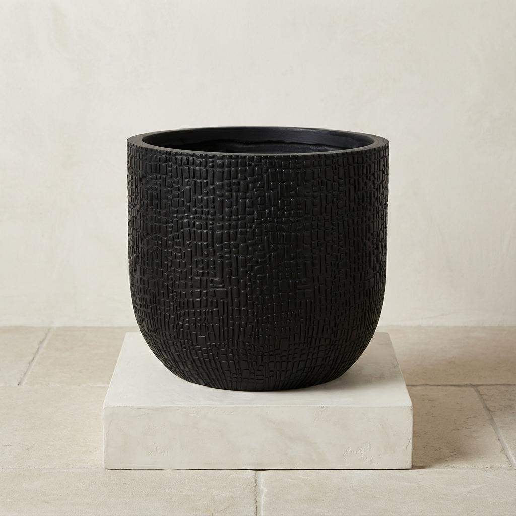 Detailfoto van Capi Nature Skin bolvormige pot, antraciet, Ø24 cm, H21 cm