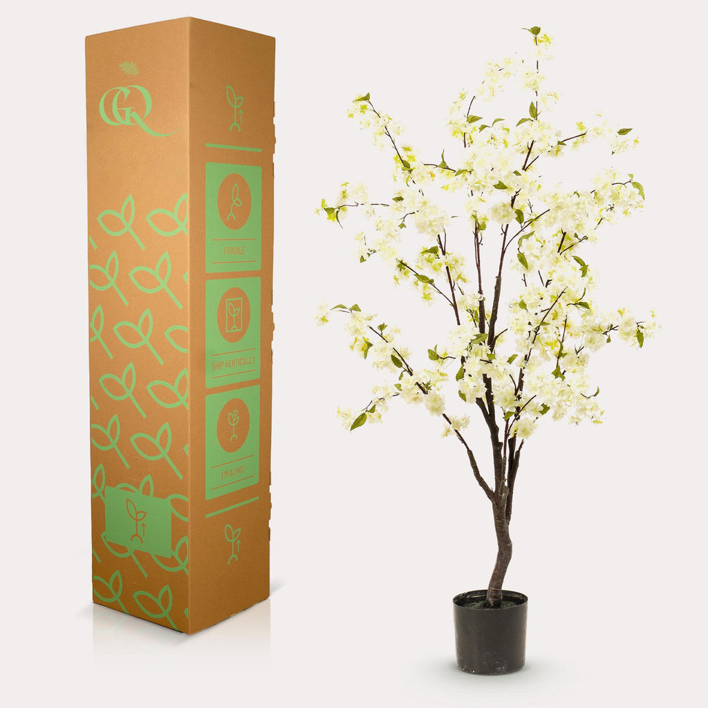 Kunstplant - Prunus - Kersenbloesem - Wit, groeiwijze van de plant