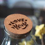 'Love Mom' terrarium Drop XL met gegraveerde kurk, groene bladeren