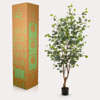 Kunstplant Eucalyptus, blauwe gomboom met ovaal blad, 140 cm, kenmerkend blad