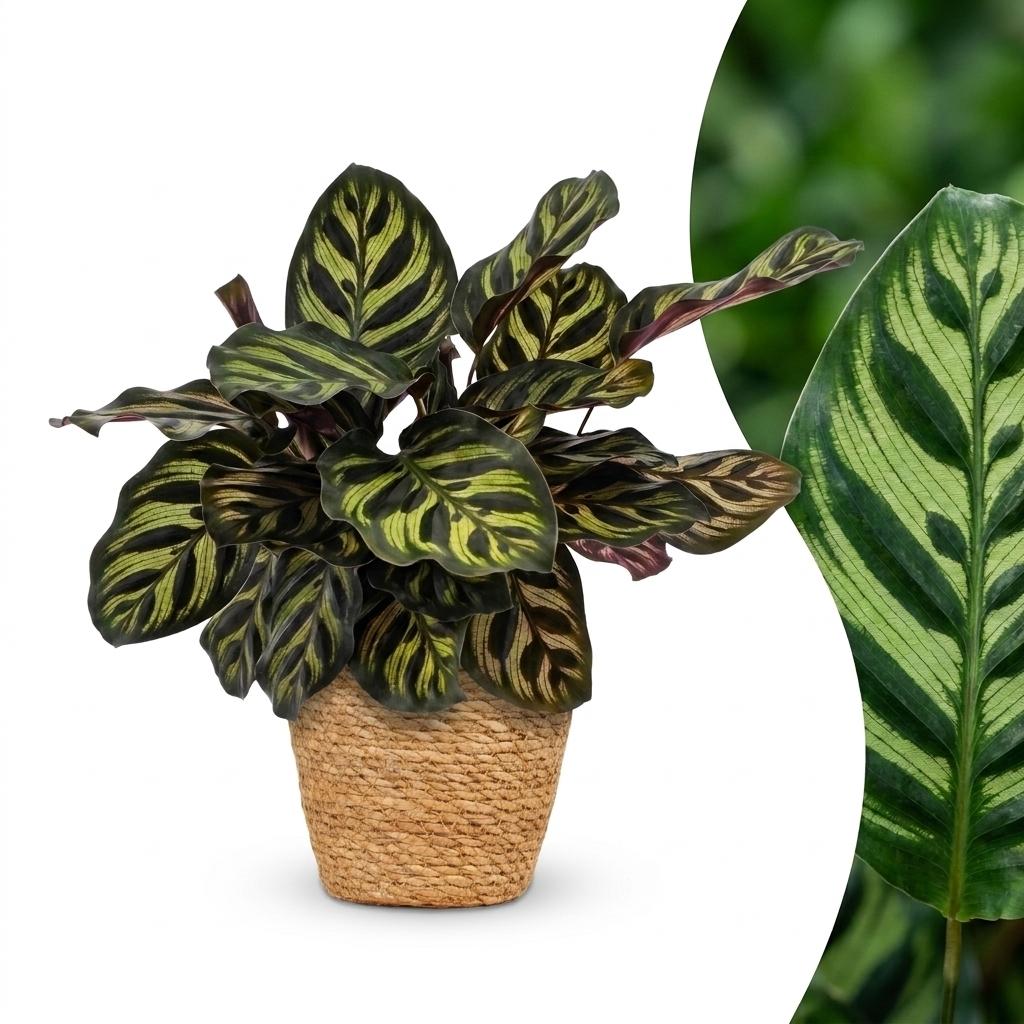 Calathea Makoyana - Pauwenplant met Mand, plant in pot