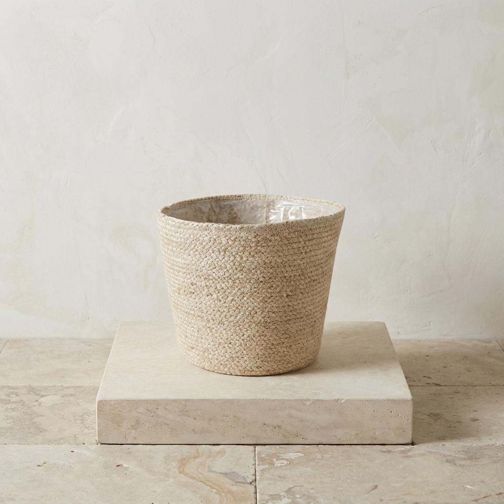 Detailfoto van Mand Selin van natuurlijk geweven vezels, Ø22 cm, H19 cm