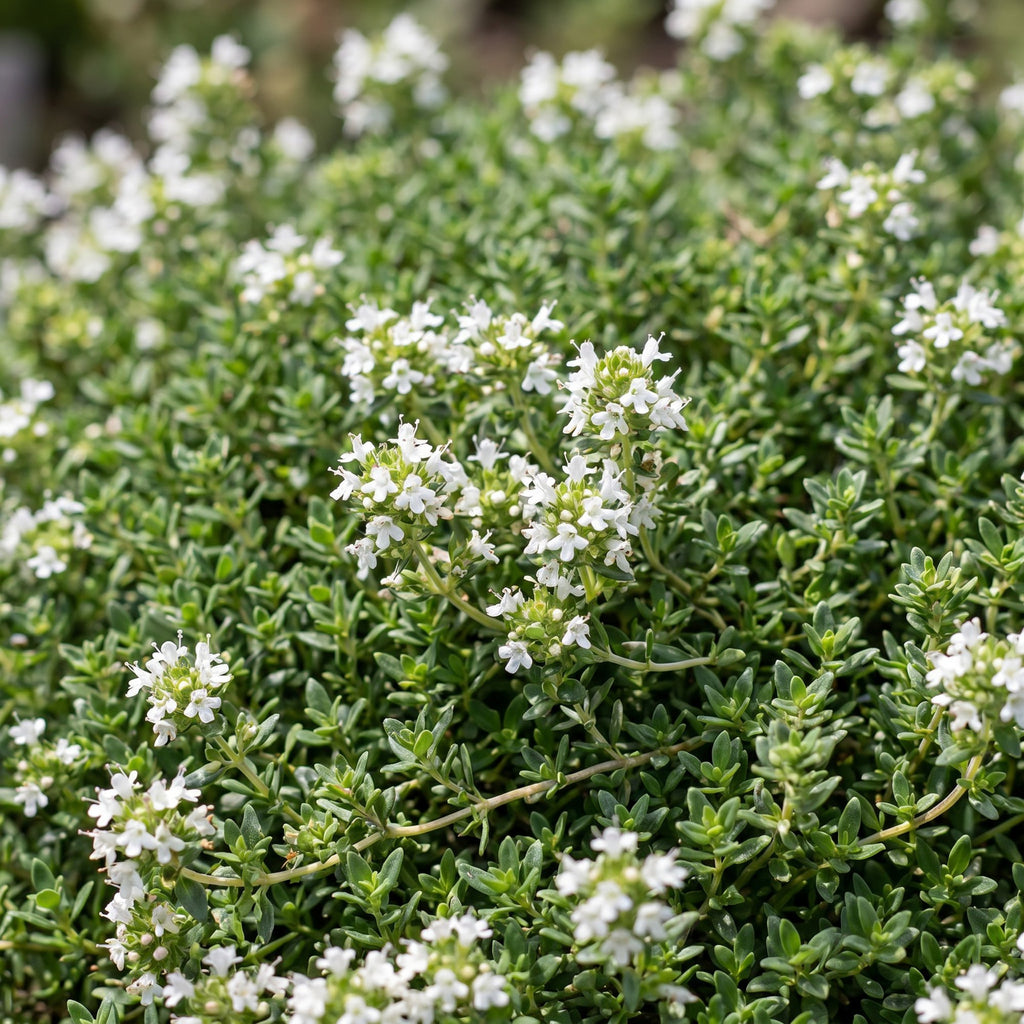 Thymus praecox Albiflorus - Witte kruiptijm - Geurend - Wit, groeiwijze van de plant