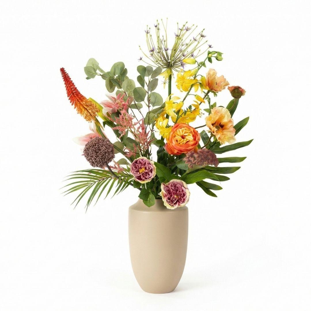 Kunstbloemen boeket Tropical Chic, levensecht, 13 stelen, detail van het blad