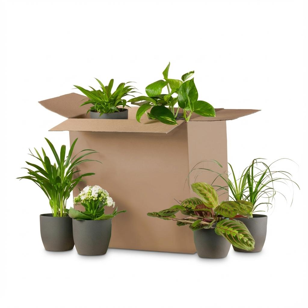 Kneusjesbox (6 stuks) incl. 6 zwarte potten, kenmerkend blad