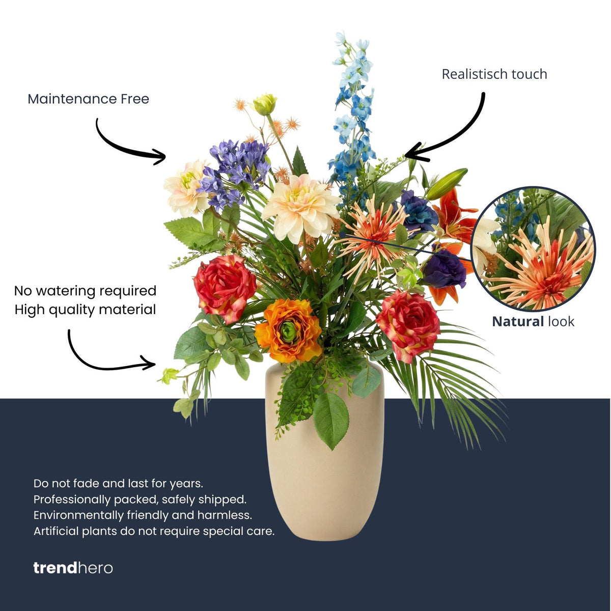 Kunstbloemen Boeket - Colorful Bloom Deluxe - Real Touch, groeiwijze van de plant