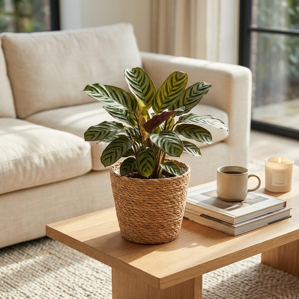 Ctenanthe Burle Marxii - Visgraatplant met mand, compacte kamerplant