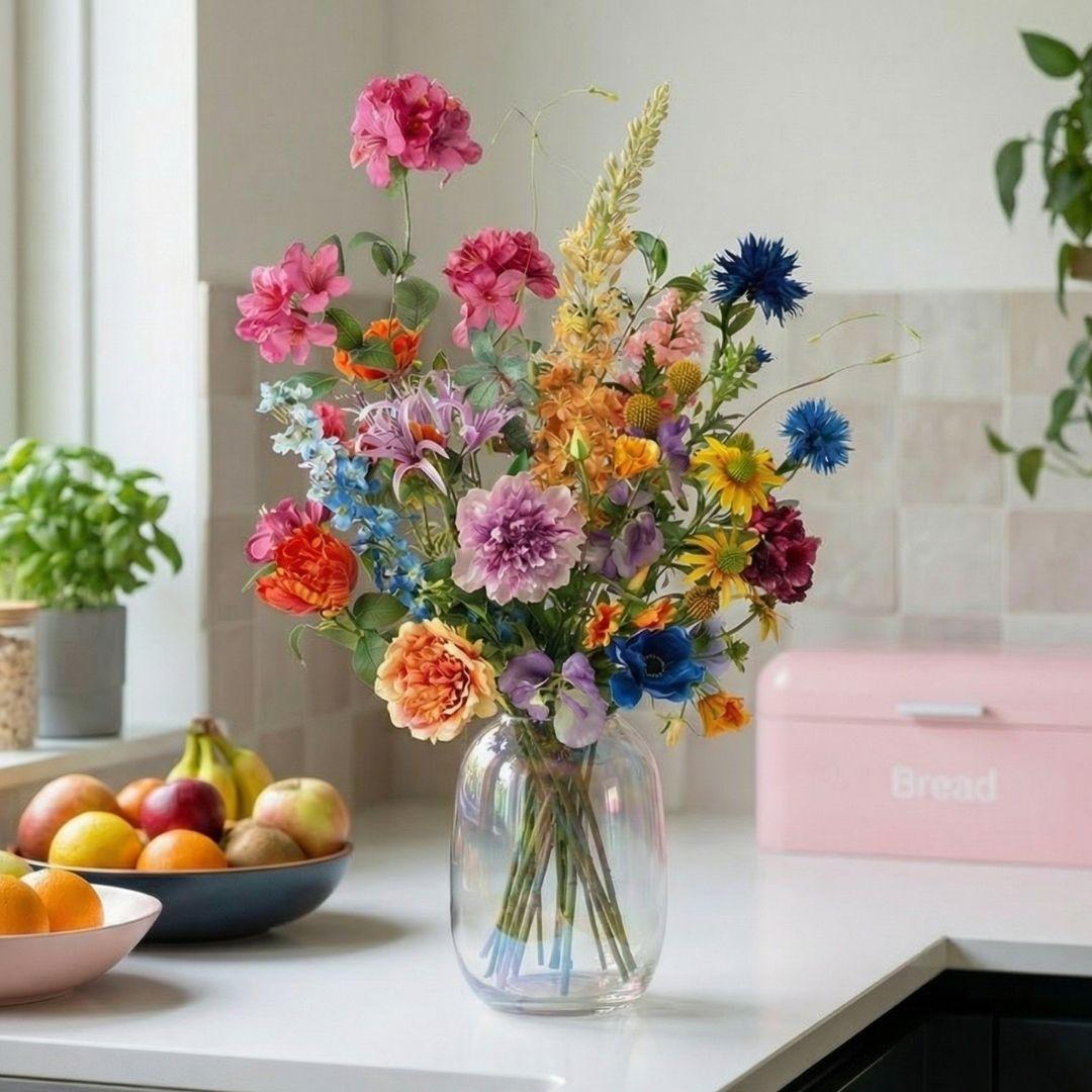 Kunstbloemen boeket Summer Garden, levensecht, 19 stelen, groeiwijze van de plant
