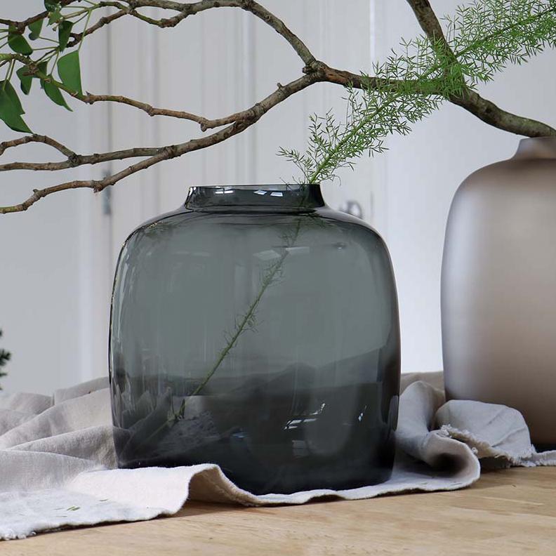 Vaas glas - M - Bartica - Grijs, kenmerkend blad