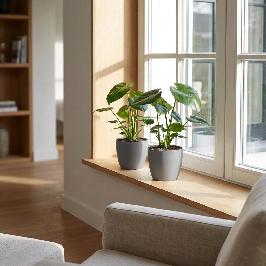 Monstera Deliciosa - Gatenplant met grijze pot, compacte kamerplant
