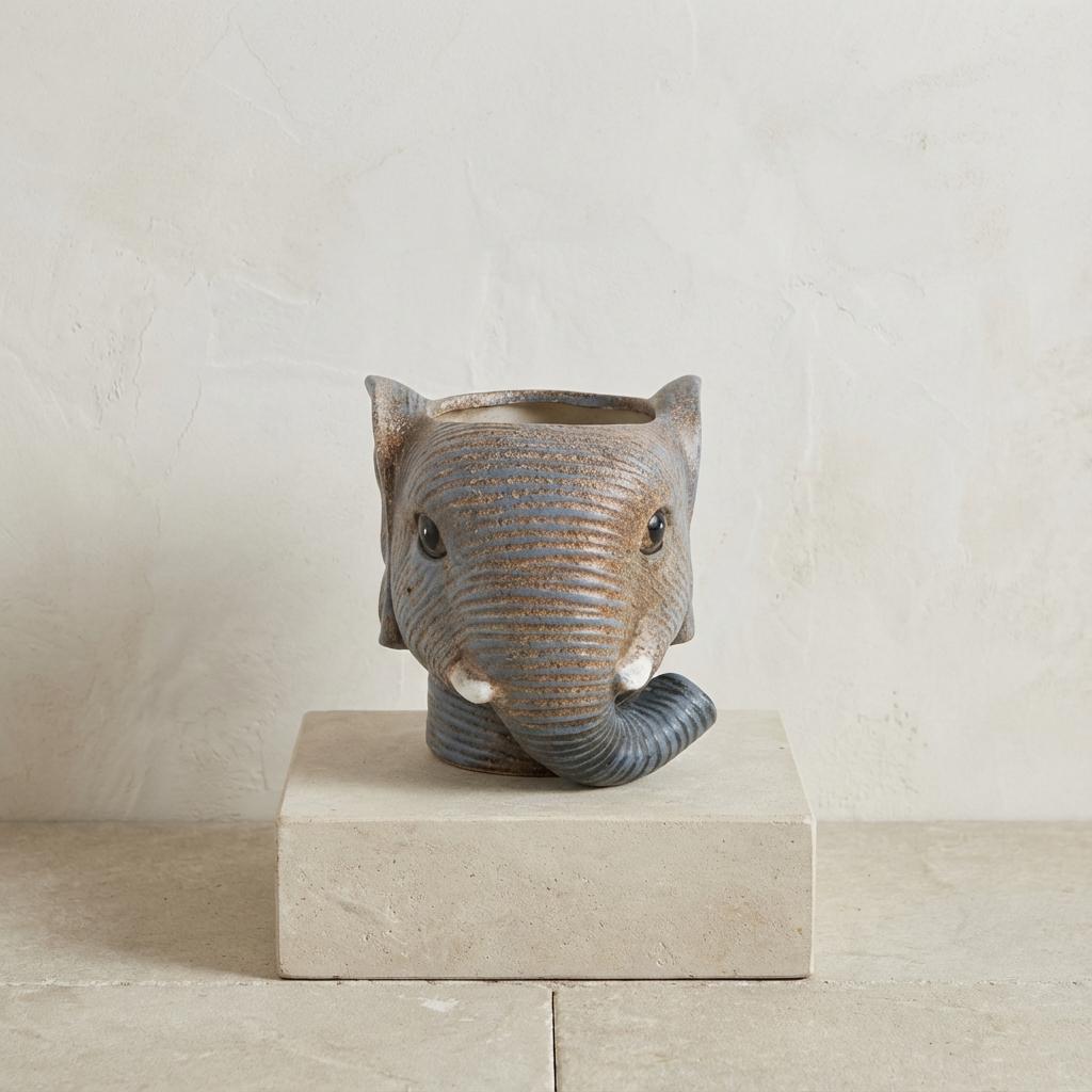 Planter Olifant D11/12x10cm - Grijs - D11/12x10cm, detail van het blad