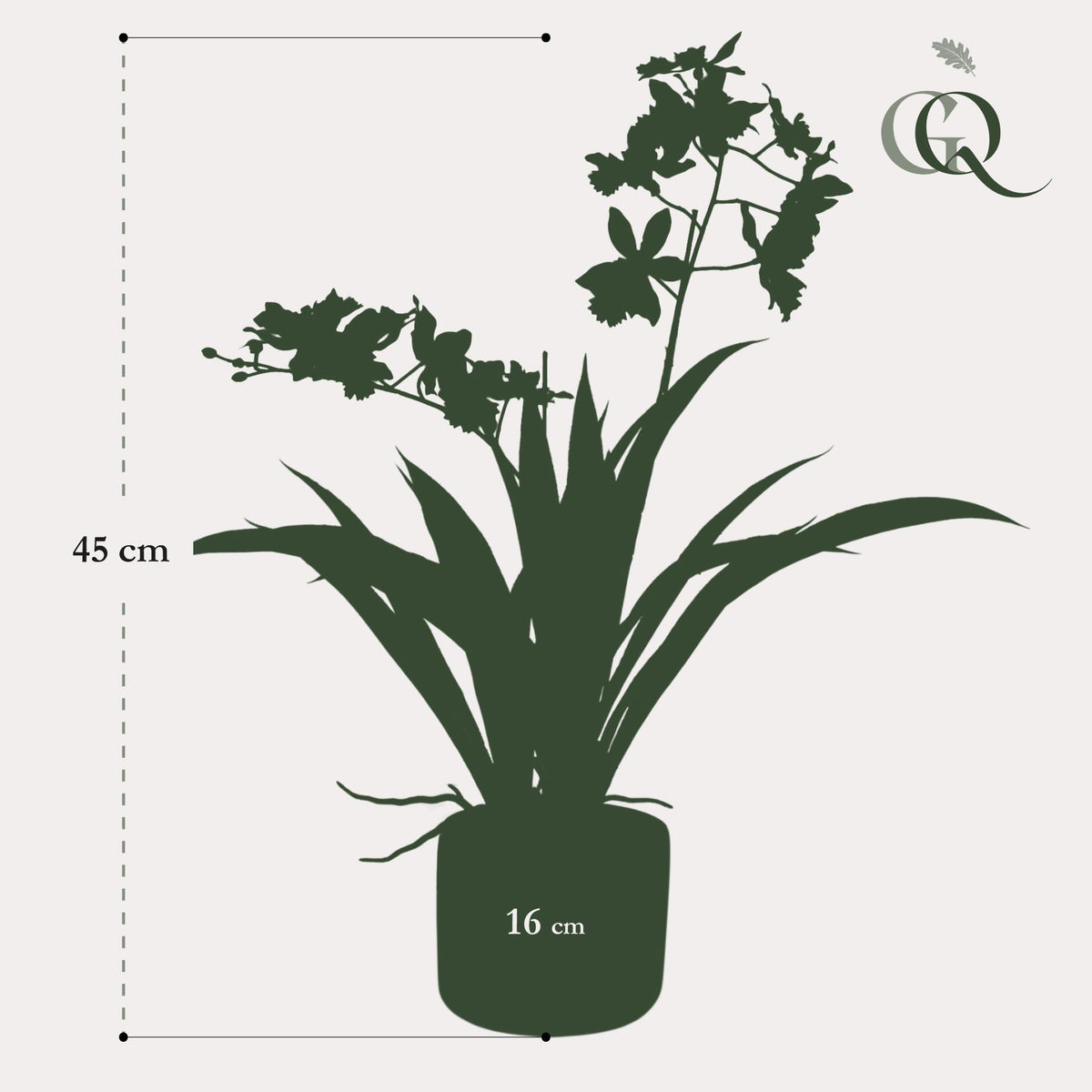 Kunstplant - Orchidee - Wit, groene bladeren