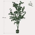 Kunstplant - Prunus - Kersenbloesem - Wit, groene bladeren