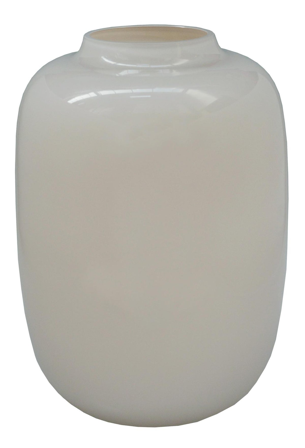 Vaas Artic Ivory van glas, maat M, H35 x B25 cm, groene bladeren
