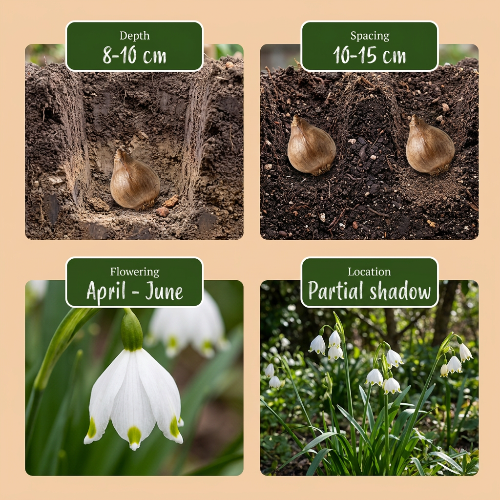 Zomerklokje Leucojum aestivum, witte bloembollen, 160 stuks, groene bladeren