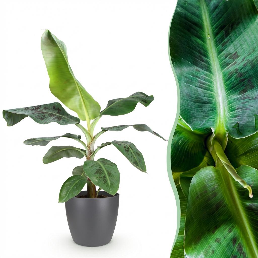 Musa acuminata Dwarf Cavendisch, detail van het blad