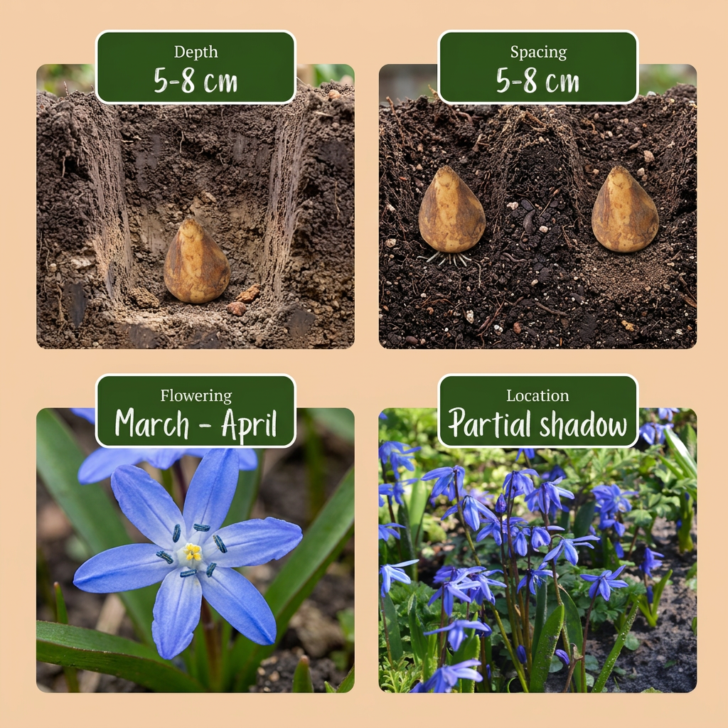 Scilla siberica bloembollen, blauwe sterhyacint, foto 4