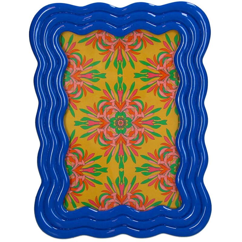 Fotolijst met gebogen ontwerp, polyresin, blauw, kenmerkend blad