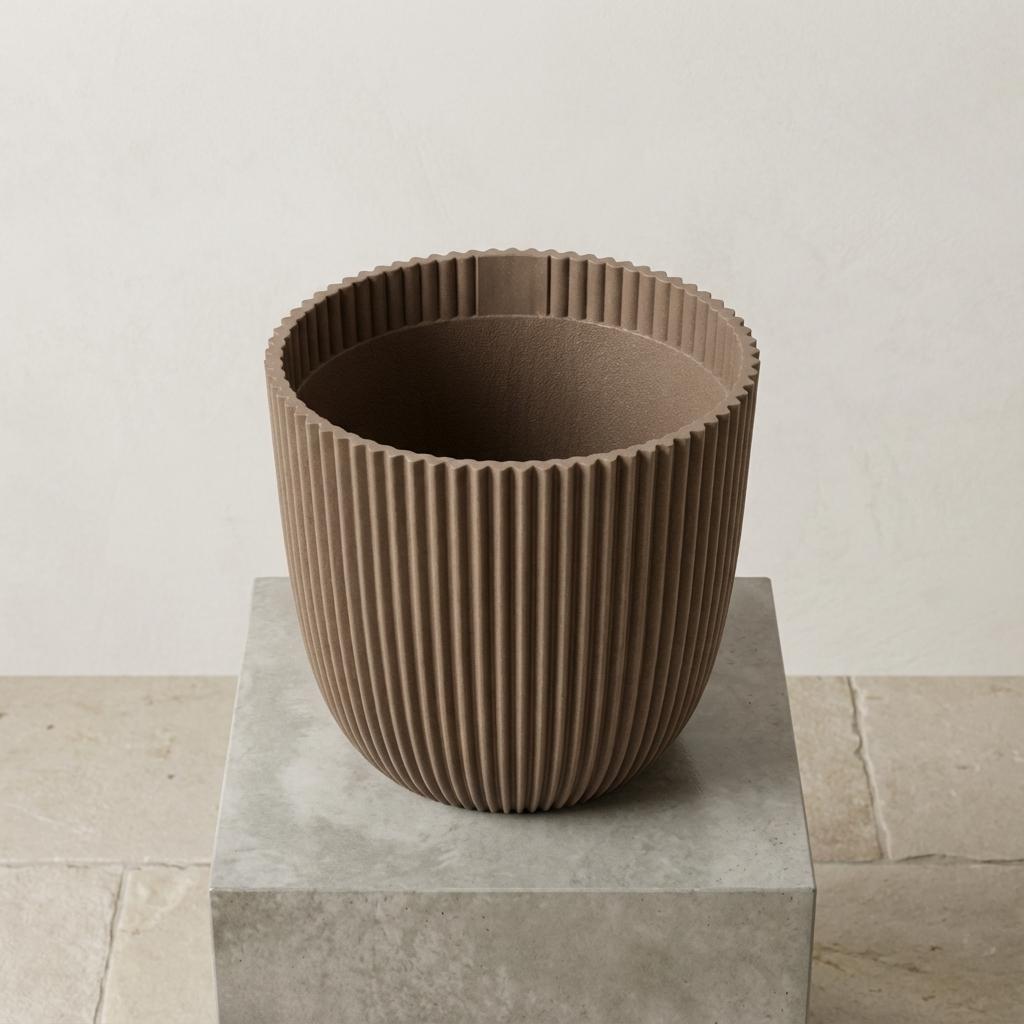 Detailfoto van Capi Nature Groove pot, groefstructuur, warm taupe, Ø25 cm