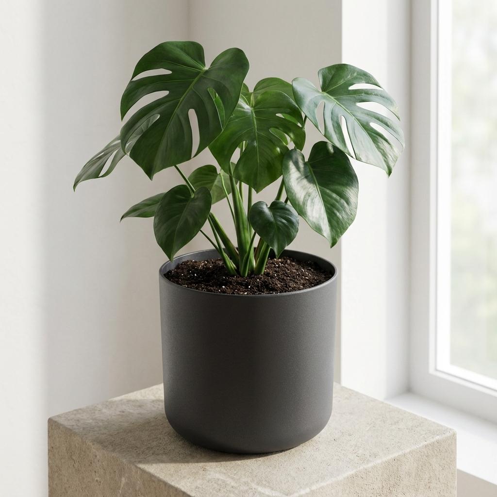 Elho b.for soft bloempot, antraciet, mat fluweelzacht, 14 cm, plant in pot