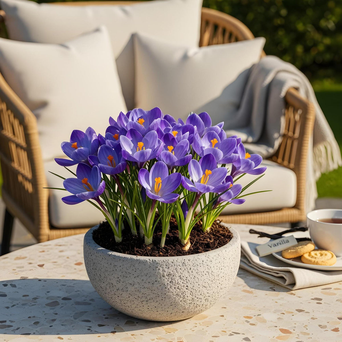 Crocus Blue, plant in pot