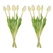 Kunsttulpen boeket Real Touch, wit-groen, 42 cm, 10 stuks