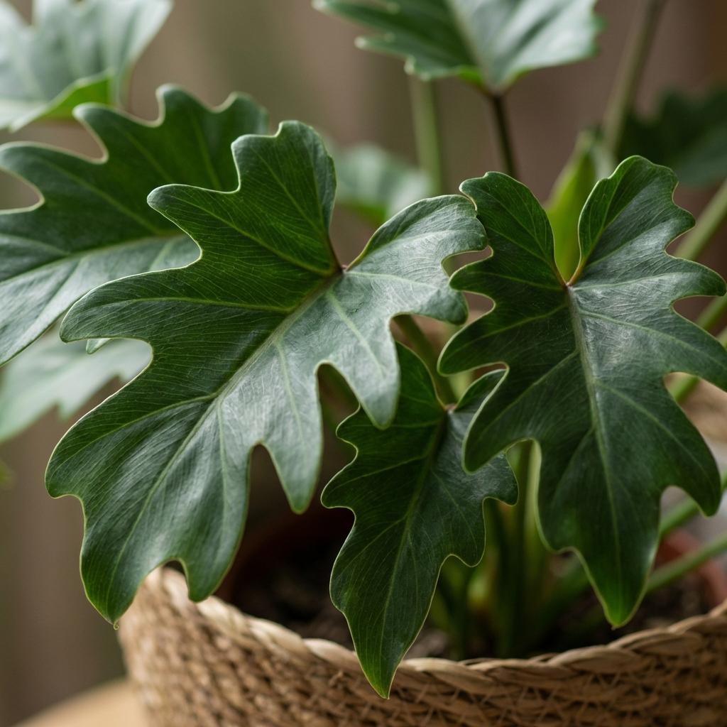 Philodendron Xanadu met Mand, groene bladeren