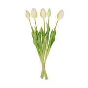 Kunsttulpen boeket Real Touch, wit-groen, 42 cm, 5 stuks