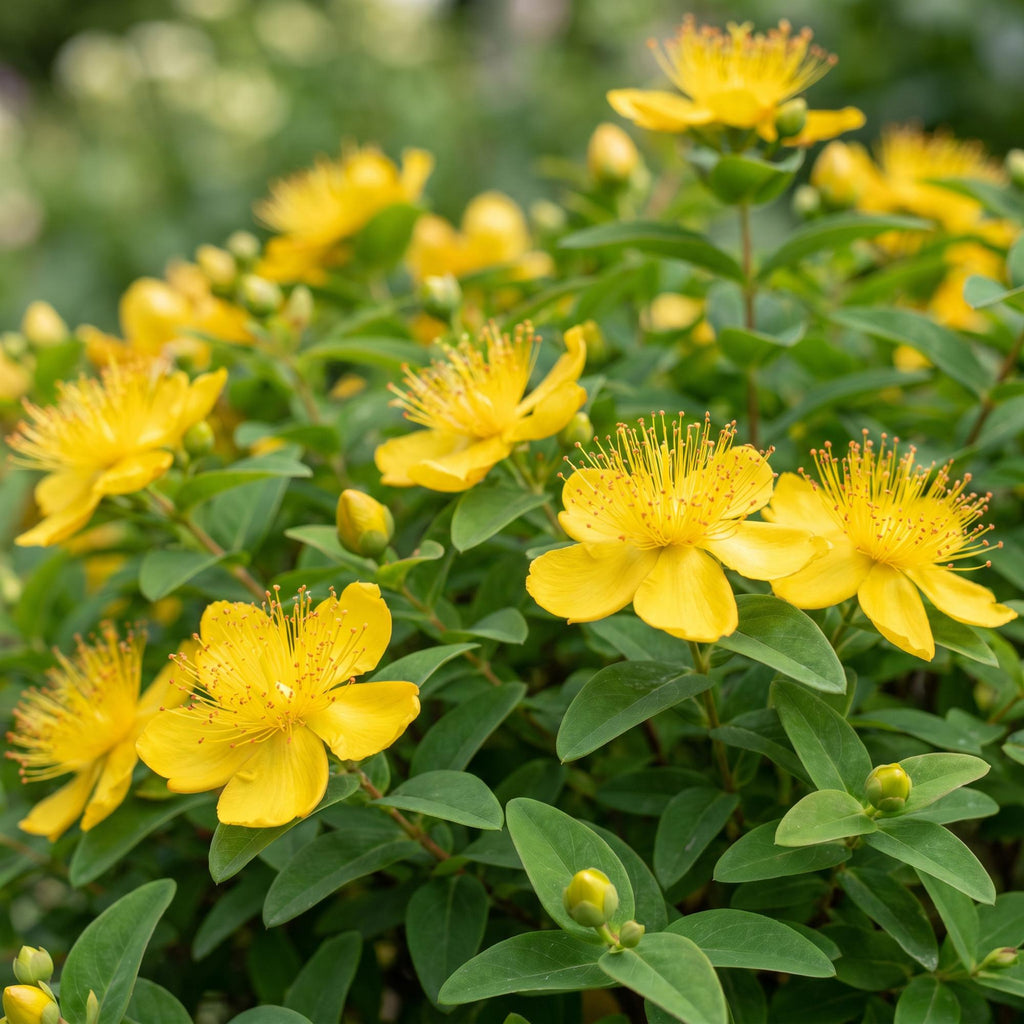 Sint-Janskruid Hypericum calycinum, geel, compacte plant voor de border
