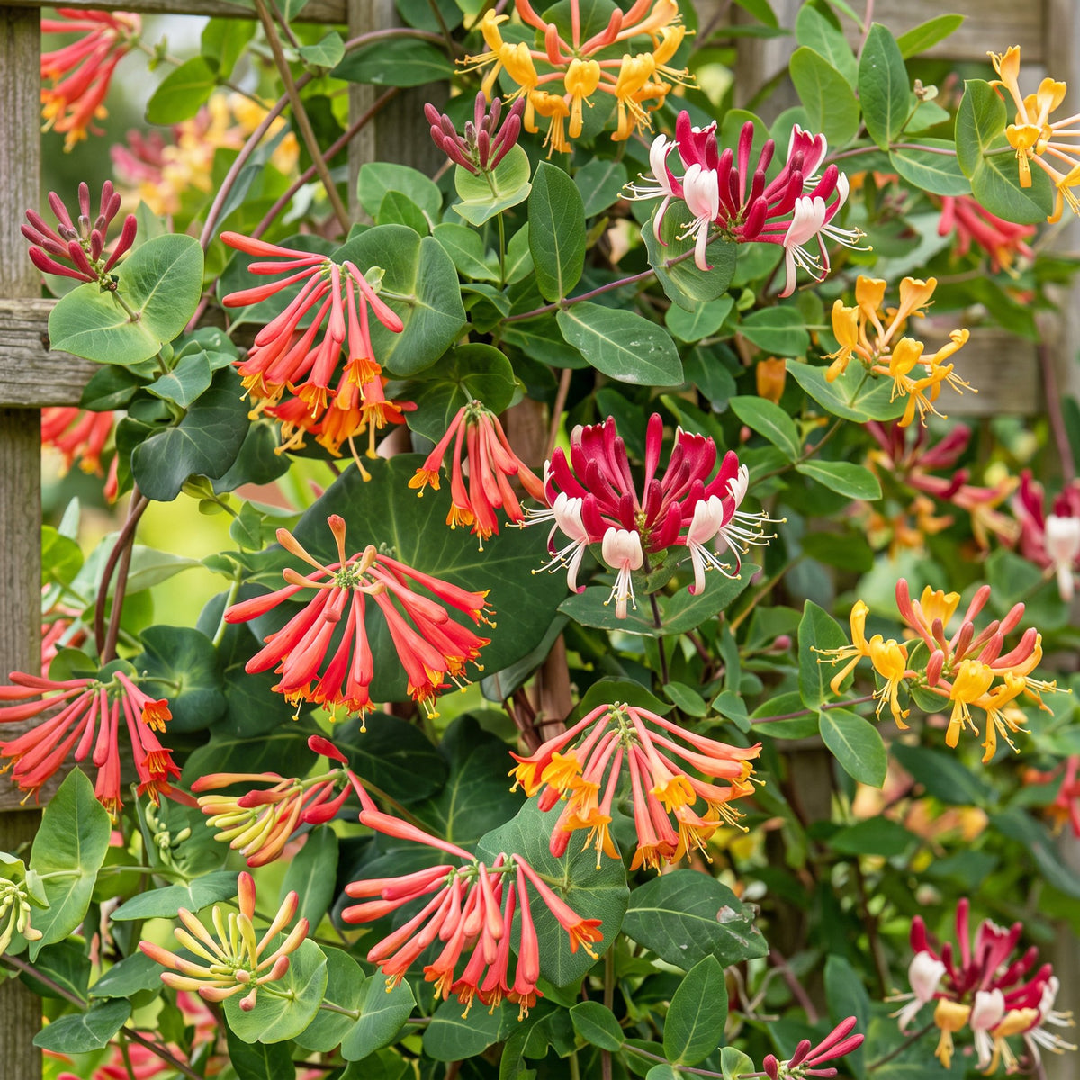 Kamperfoelie tricolour mix, driekleurige kamperfoelie, groeiwijze van de plant