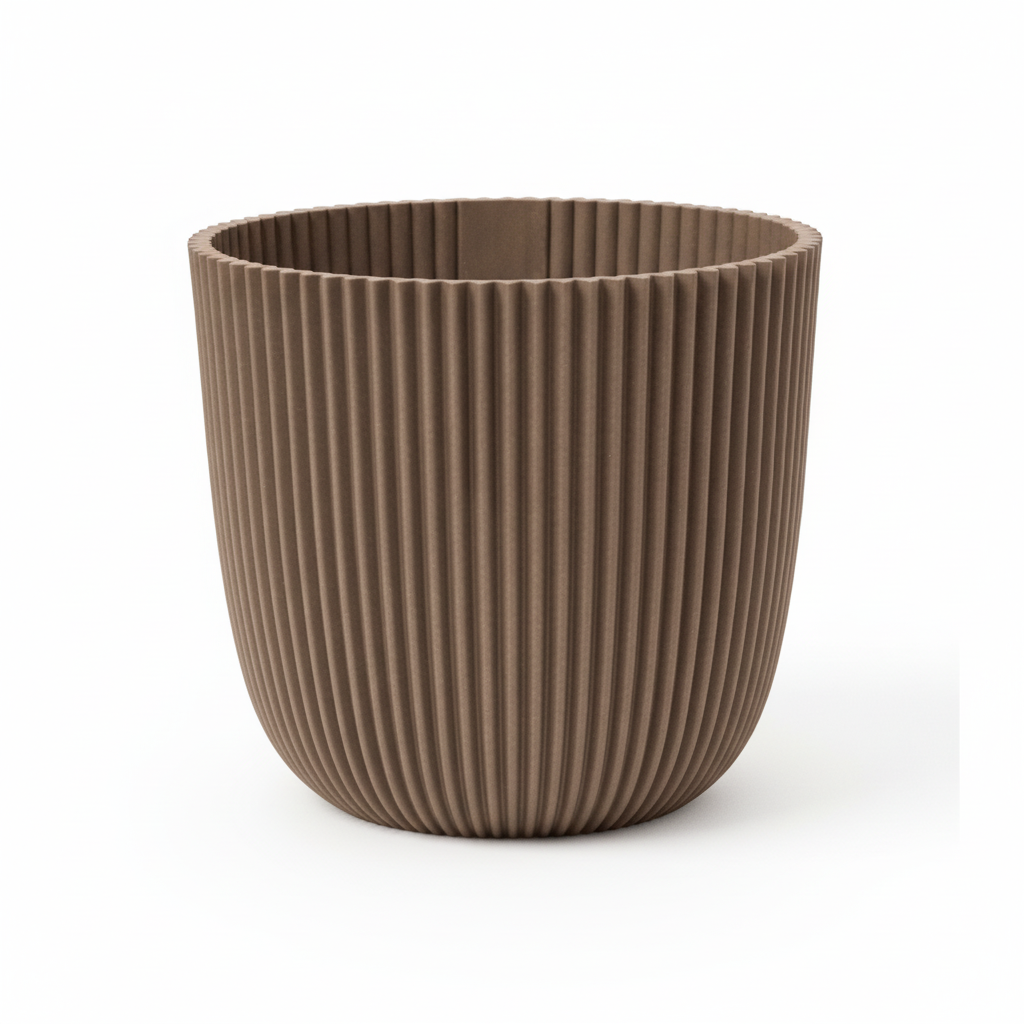 Detailfoto van Capi Nature Groove pot, groefstructuur, warm taupe, Ø25 cm