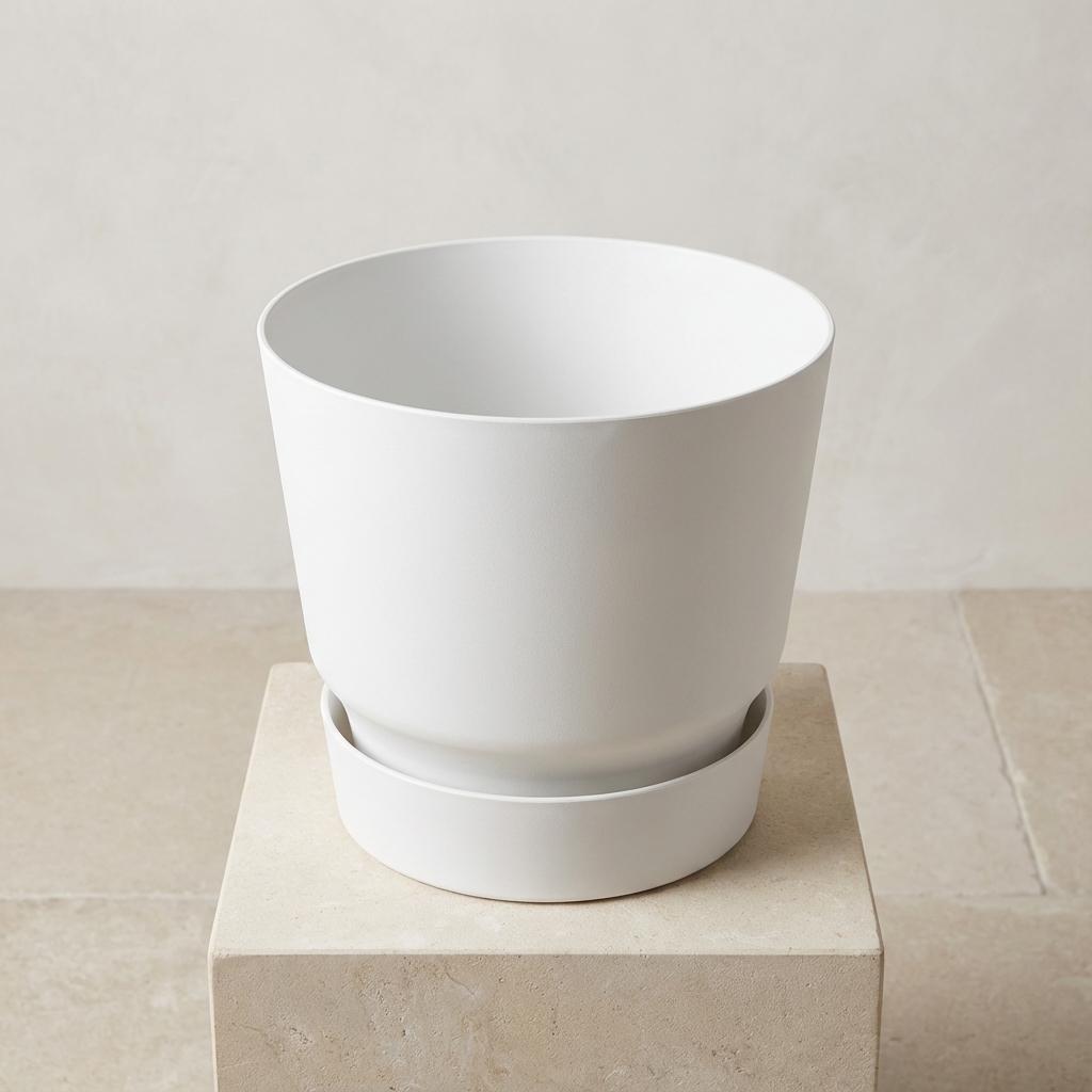 Detailfoto van Elho Greenville ronde pot, mat wit, Ø30 cm