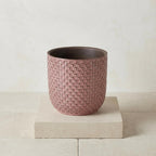 Detailfoto van Mini plantenpot met reliëfstructuur in zacht roze, Ø7 cm