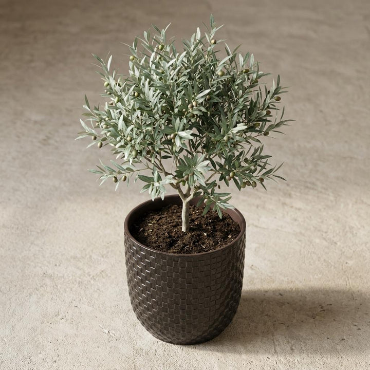 Plantenpot met reliëf, keramiek in matzwart, Ø13,5 cm