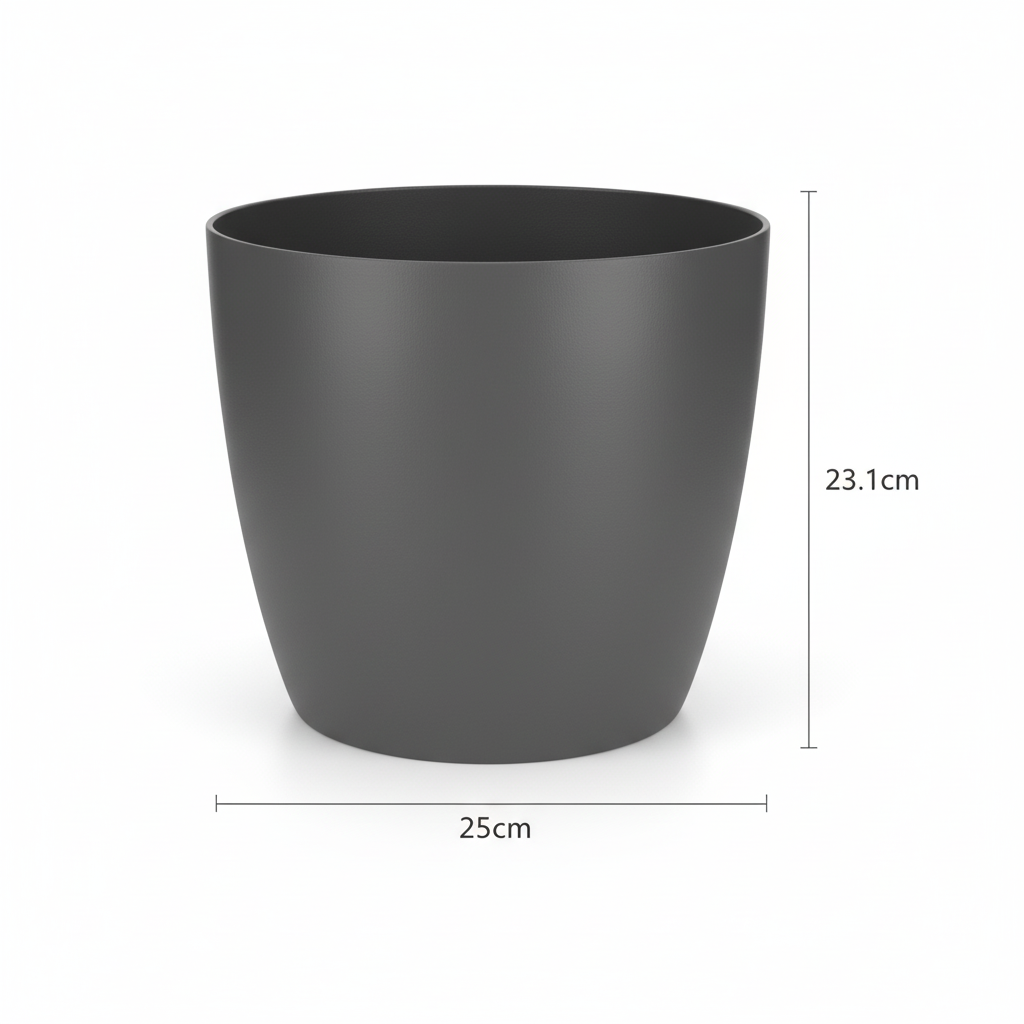 Elho Brussels ronde bloempot, antraciet, Ø25 cm, plant in pot